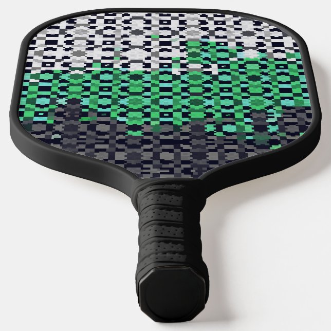 Trippy Pixelated Abstract Neutrois Pride Flag Pickleball Paddle (Laydown)