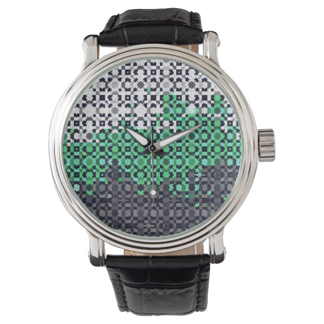 Trippy Pixelated Abstract Neutrois Pride Flag Watch (Front)