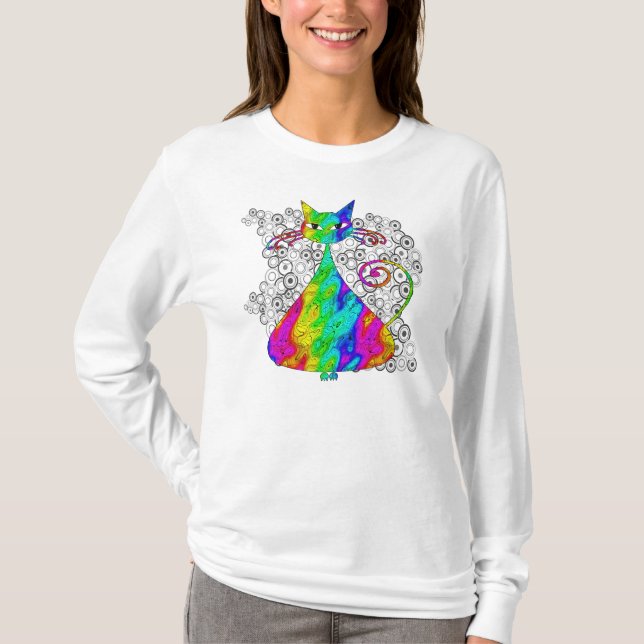 Trippy Psychedelic Cat Shirt (Front)