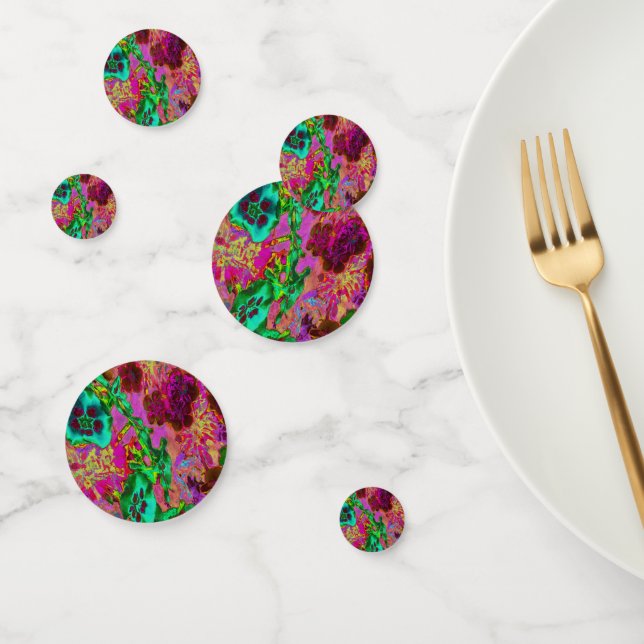 Trippy Psychedelic Emerald Green Flowers Confetti (Group)