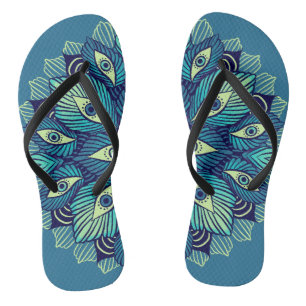 Trippy Psychedelic Eyes Floral Surreal Art Jandals