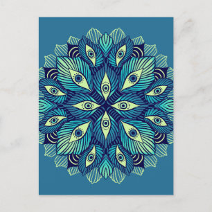 Trippy Psychedelic Eyes Floral Surreal Art Postcard