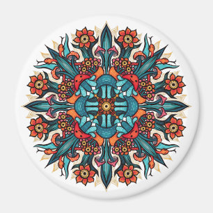 Trippy Psychedelic Groovy Mushroom Mandala Eyes Magnet