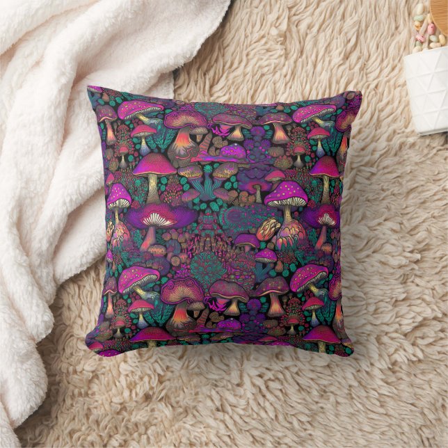 Trippy Psychedelic Mushroom Pattern  Cushion (Blanket)