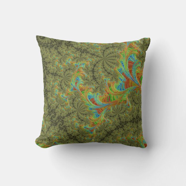Trippy Psychedelic Spiral Fractal Art Cushion (Front)