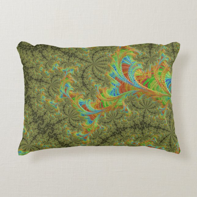 Trippy Psychedelic Spiral Fractal Art Decorative Cushion (Front)