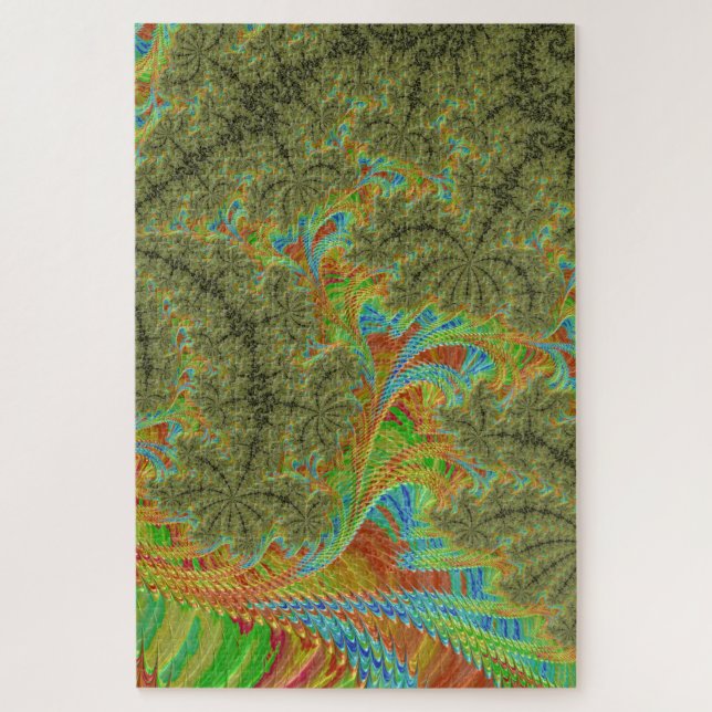 Trippy Psychedelic Spiral Fractal Art Jigsaw Puzzle (Vertical)