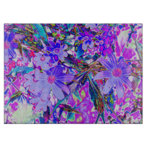 Trippy Purple and Magenta Colourful Wildflowers Cutting Board