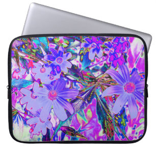 Trippy Purple and Magenta Colourful Wildflowers Laptop Sleeve