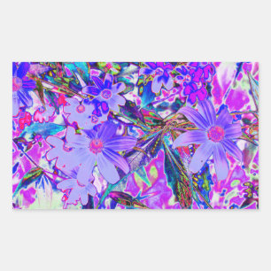Trippy Purple and Magenta Colourful Wildflowers Rectangular Sticker
