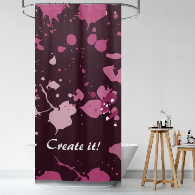 Trippy Purple Pink Paint Splatter Splash Drops Shower Curtain (Abstract Purple Pink Paint Splatter Splash Drops Shower Curtain)