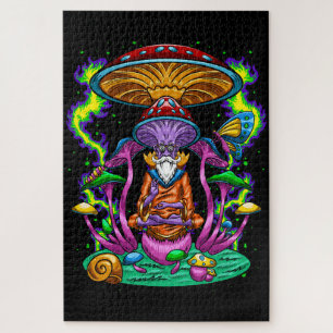 Trippy Pyschedelic Mushroom Wizard  Jigsaw Puzzle