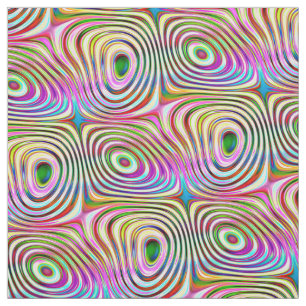 Trippy Rainbow Colours Round Squares Pattern Fabric