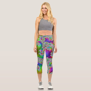 Trippy Rainbow Fractal Capri Leggings