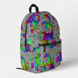 Trippy Rainbow Fractal Printed Backpack