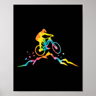 Trippy Rainbow Hippie - Tie-dye Mountain Biking Poster