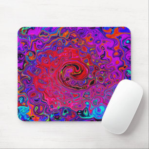 Trippy Red and Purple Abstract Retro Liquid Swirl Mouse Pad