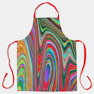 Trippy Red, Green and Blue Abstract Groovy Art Apron