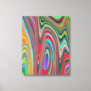 Trippy Red, Green and Blue Abstract Groovy Art Canvas Print