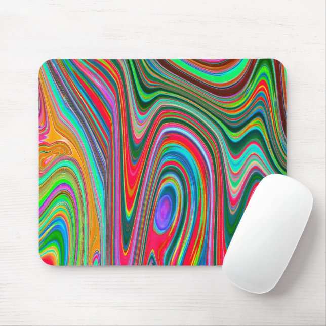 Trippy Red, Green and Blue Abstract Groovy Art Mouse Pad (With Mouse)