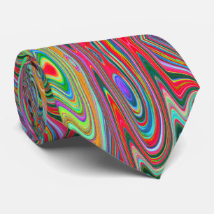 Trippy Red, Green and Blue Abstract Groovy Art Tie