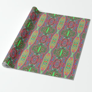 Trippy Red, Green and Blue Abstract Groovy Art Wrapping Paper