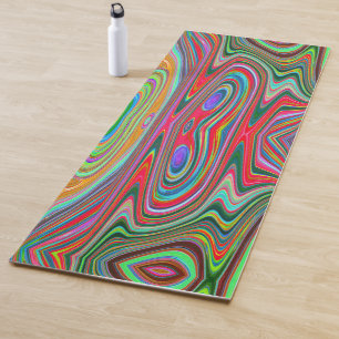 Trippy Red, Green and Blue Abstract Groovy Art Yoga Mat