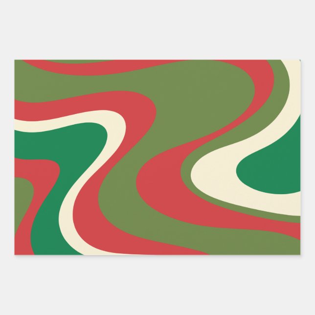 Trippy Retro 60s 70s Swirling Abstract Christmas Wrapping Paper Sheet (Front 2)