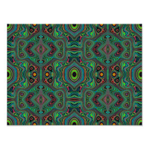 Trippy Retro Black and Lime Green Abstract Pattern Photo Print