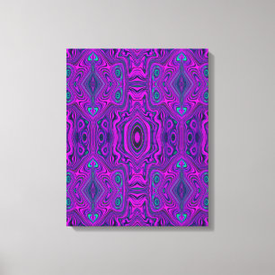 Trippy Retro Magenta and Black Abstract Pattern Canvas Print