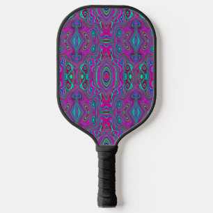 Trippy Retro Magenta, Blue and Green Abstract Pickleball Paddle