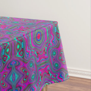 Trippy Retro Magenta, Blue and Green Abstract Tablecloth