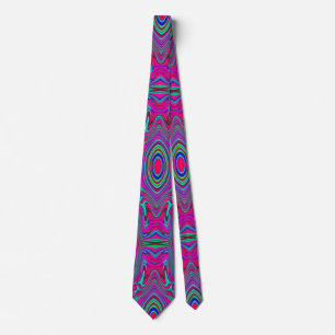 Trippy Retro Magenta, Blue and Green Abstract Tie