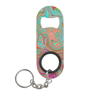 Trippy Retro Orange and Aqua Groovy Abstract Art
