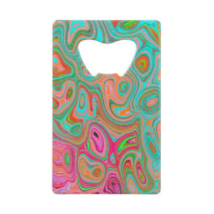 Trippy Retro Orange and Aqua Groovy Abstract Art
