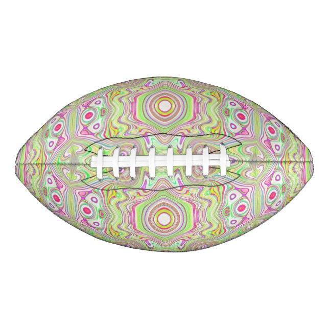 Trippy Retro Pink and Lime Green Abstract Pattern Football (Front)