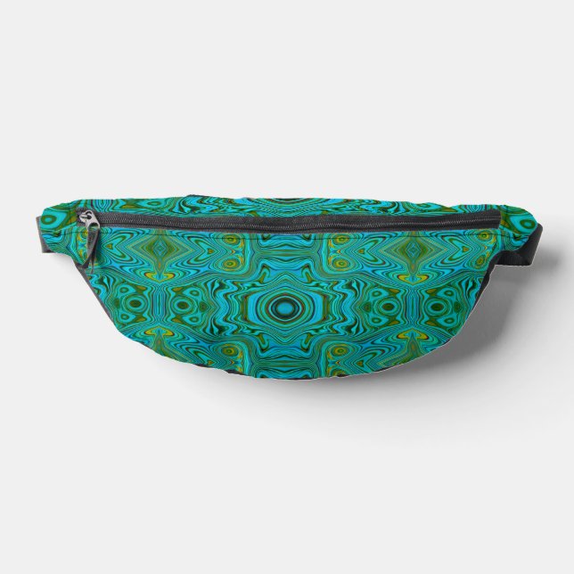 Trippy Retro Turquoise Chartreuse Abstract Pattern Bum Bags (Lay Down)
