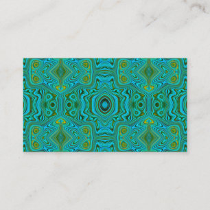 Trippy Retro Turquoise Chartreuse Abstract Pattern Business Card