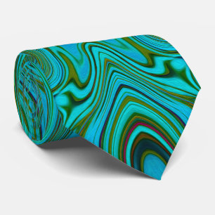 Trippy Retro Turquoise Chartreuse Abstract Pattern Tie