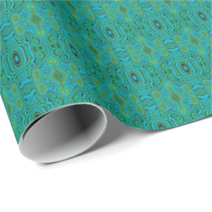 Trippy Retro Turquoise Chartreuse Abstract Pattern Wrapping Paper