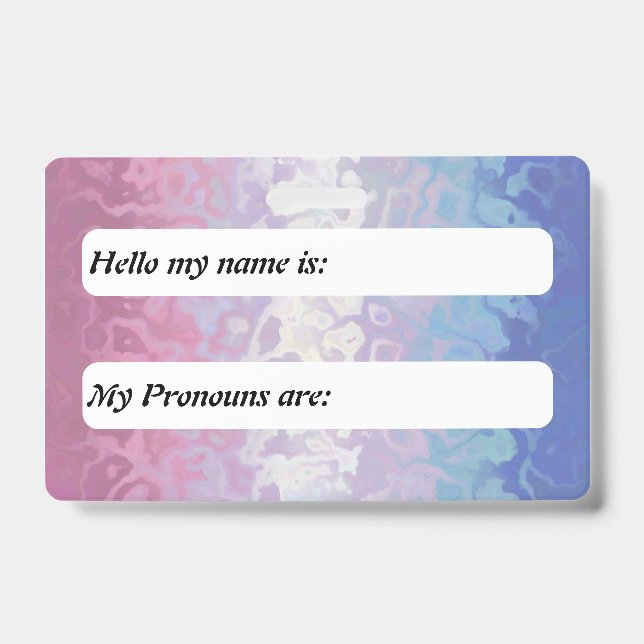 Trippy Ripply Groovy Eccentric Bigender Pride Flag ID Badge (Front)