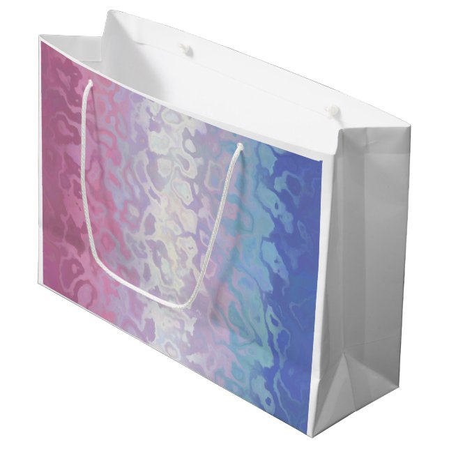 Trippy Ripply Groovy Eccentric Bigender Pride Flag Large Gift Bag (Front Angled)