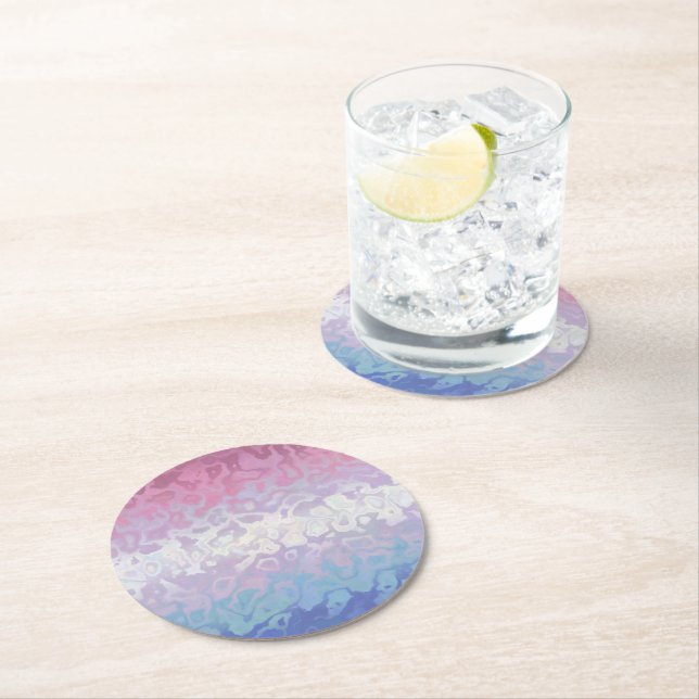 Trippy Ripply Groovy Eccentric Bigender Pride Flag Round Paper Coaster (Insitu)