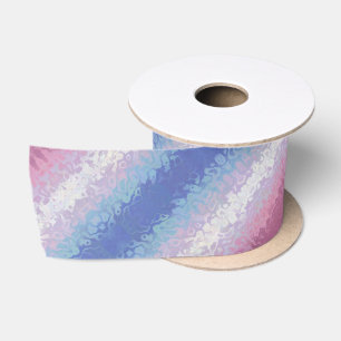Trippy Ripply Groovy Eccentric Bigender Pride Flag Satin Ribbon