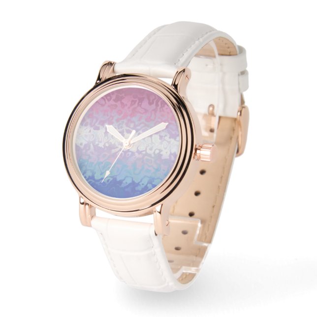 Trippy Ripply Groovy Eccentric Bigender Pride Flag Watch (Angle)