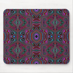 Trippy Seafoam Green and Magenta Abstract Pattern Mouse Pad
