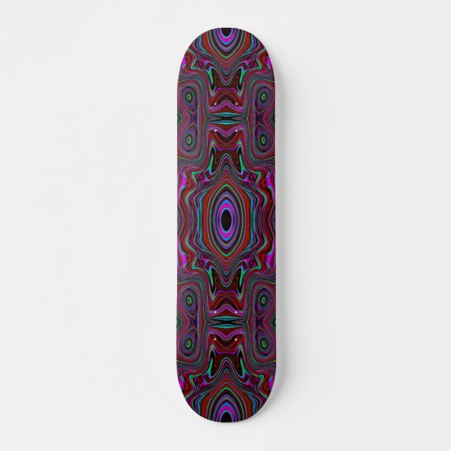 Trippy Seafoam Green and Magenta Abstract Pattern Skateboard (Front)