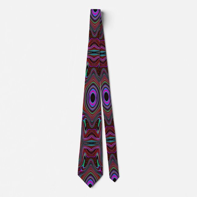 Trippy Seafoam Green and Magenta Abstract Pattern Tie (Front)