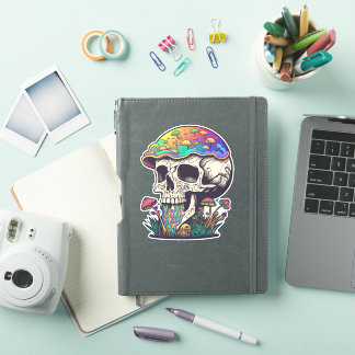 Trippy Skull With Mushroom Psychedelic