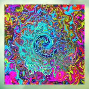 Trippy Sky Blue Abstract Retro Liquid Swirl